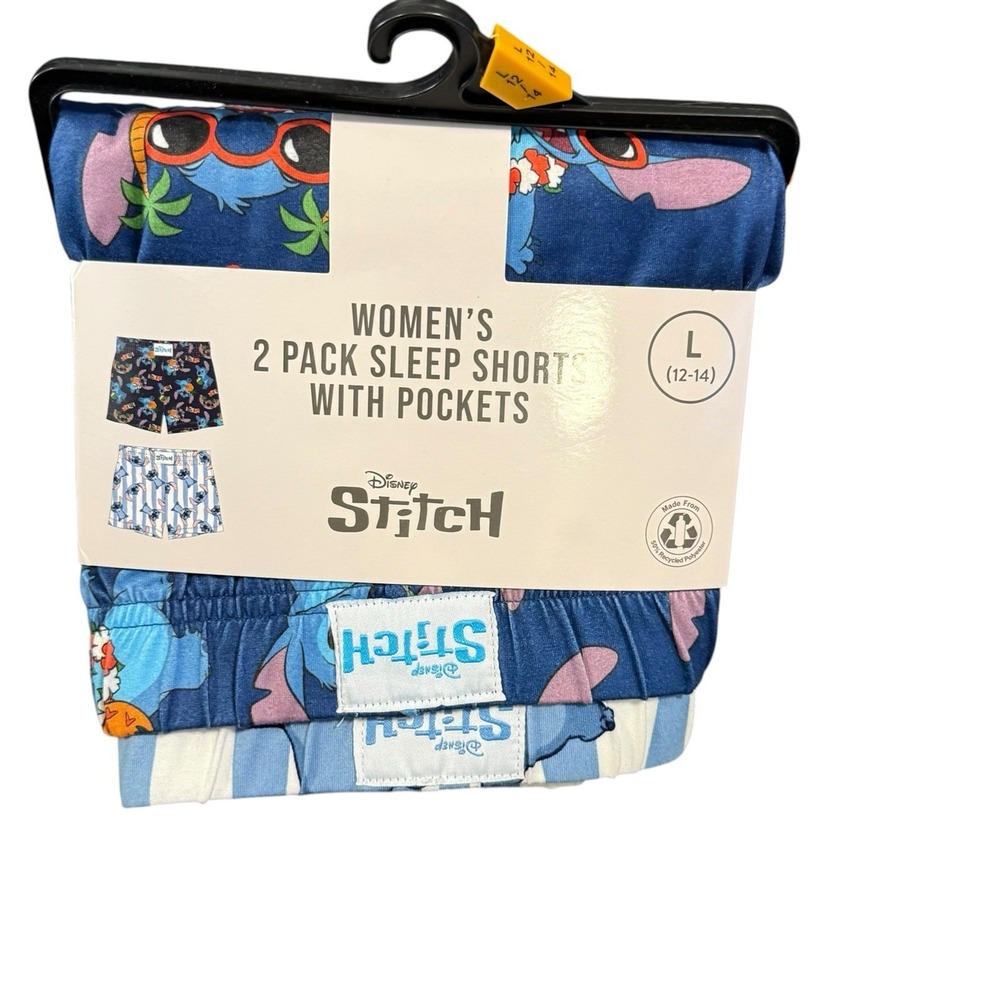 Disney Stitch NWT 2 Pack Sleep Shorts With Pockets Womens Size Large